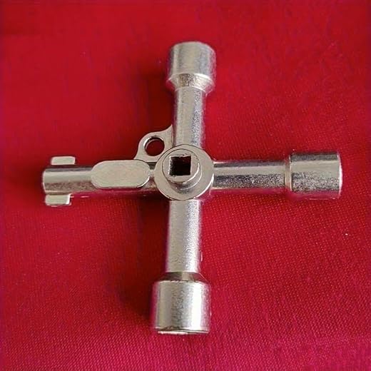 1pc Zinc Alloy Multi-Function Cross Wrench, Waterproof Triangle Key with Hex Shaft, Industrial Grade Tool
