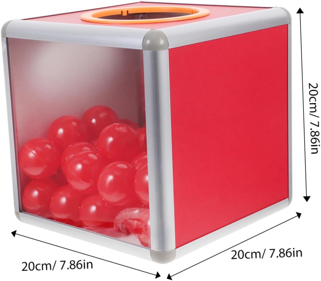 Uonlytech Multifunctional Raffle Box with Red Balls Easy to Use Donation and Drawing Box for Fundraising Events Office Storage for Annual Meetings and Parties