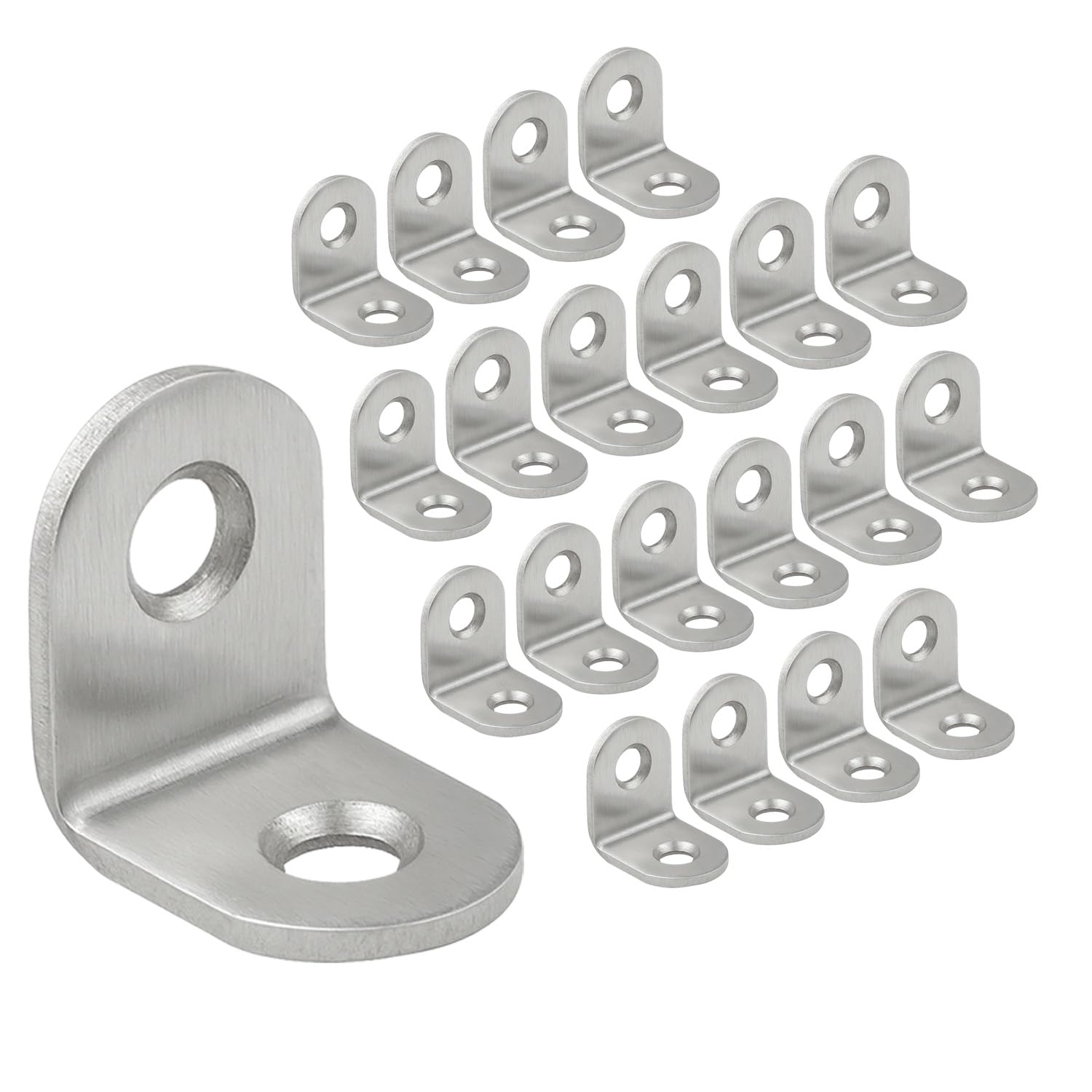 Omideas Silver 20 X Angle Brackets (20 X 20 X 16) 90 Degree L Shaped Corner Brace Bracket For Wood Fixing Joining Repairing Furniture Shelves Stainless Steel Support Connector With Screws