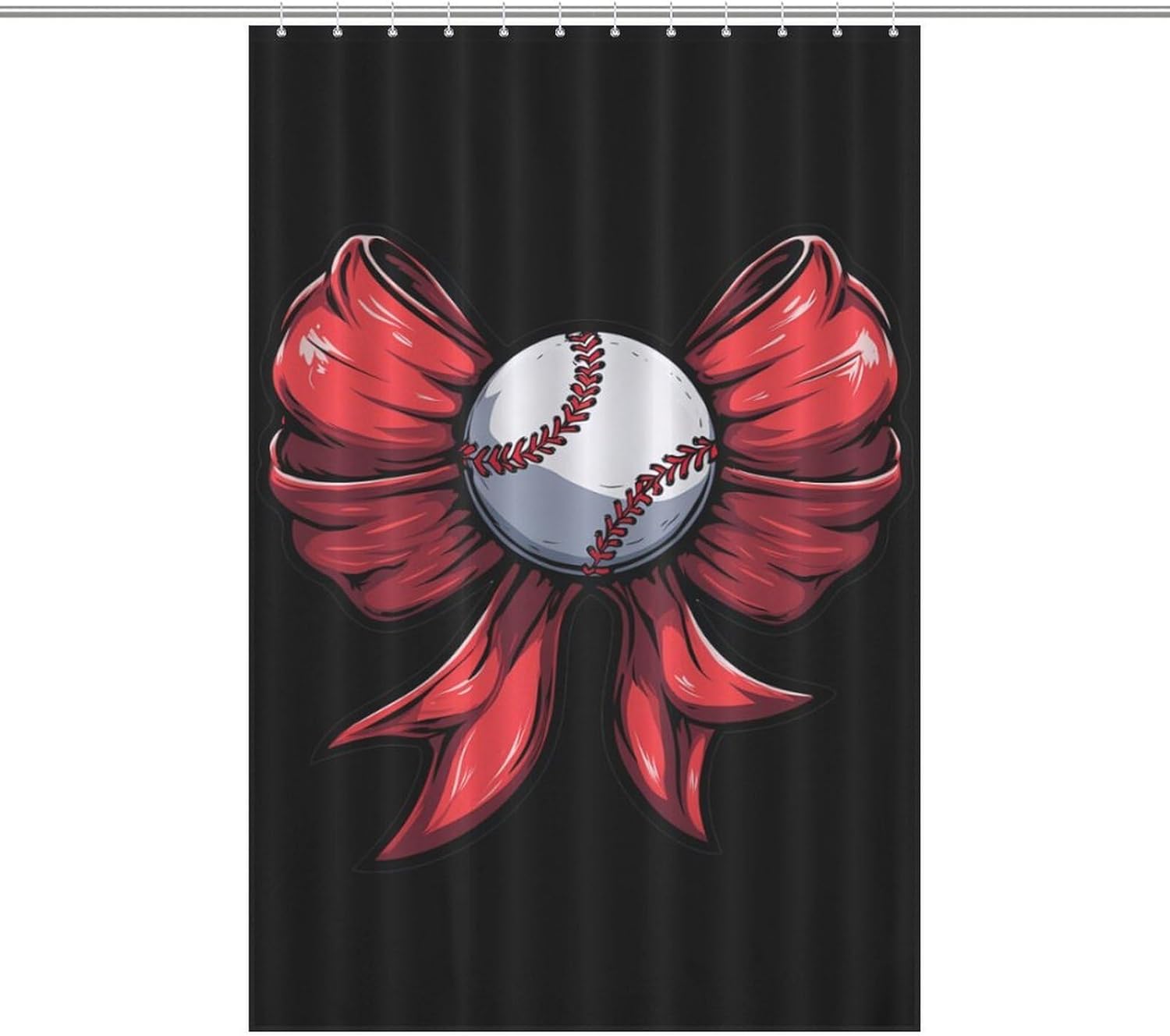 Softball Bow Shower Curtain 46.85x70.87Inch（119x180cm） Polyester Bath Curtain Shower Curtains Printed Decorative