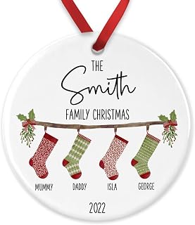 Personalised Family Christmas Ornament, Hanging Stockings, Custom Christmas Bauble, 2022 Christmas Tree Decoration Gift, Family Gift, Festive Xmas Present, Family Bauble, Family Christmas Ornament
