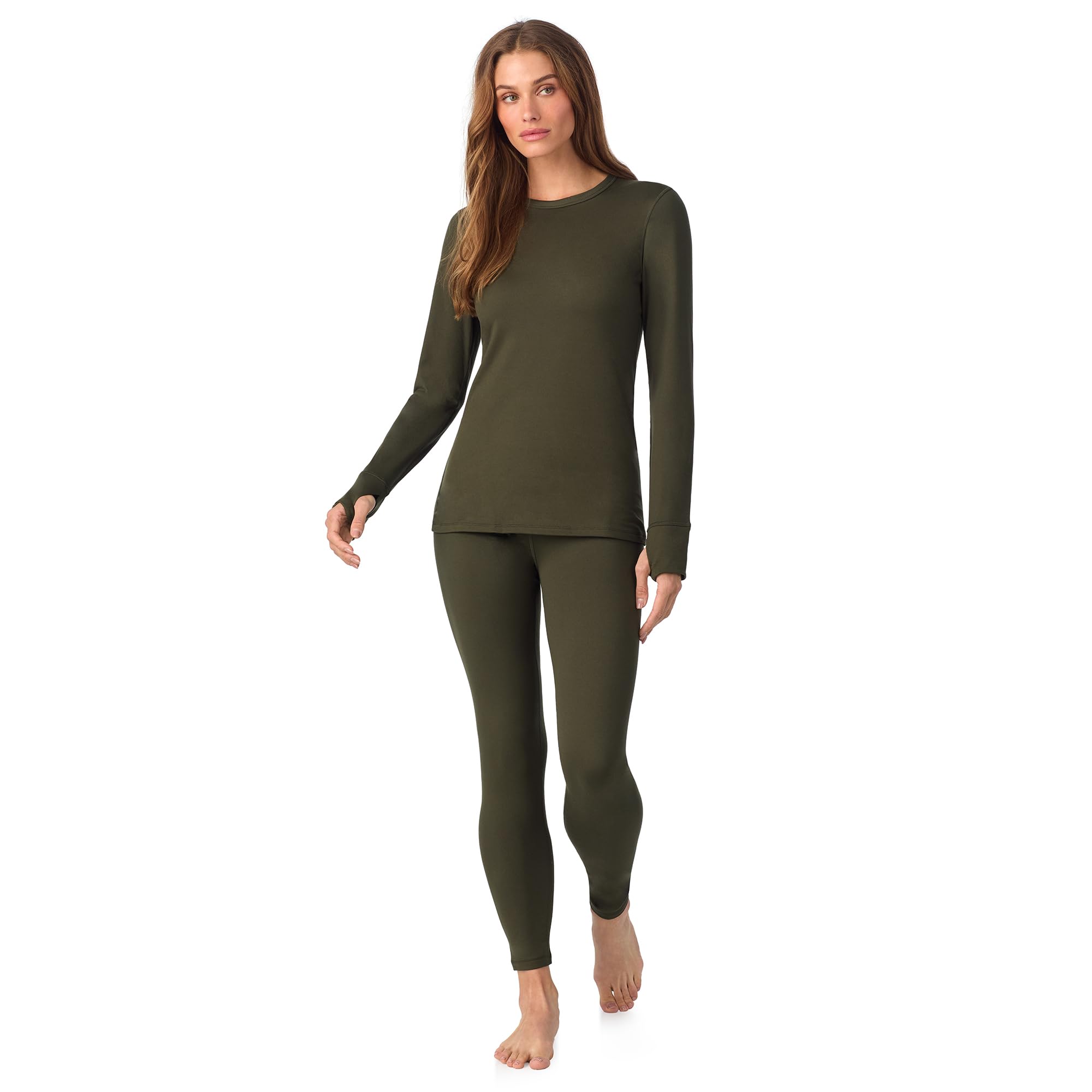 Cuddl Duds Womens Fleece Lined Thermal Base Layer Set – Long Sleeve Shirt & Leggings for Cold Weather – Lounge Set for Women