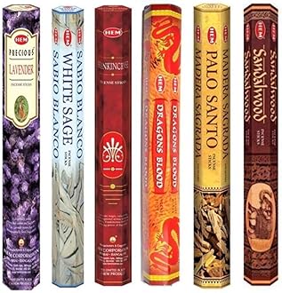 Hem Incense Sticks – 6 Fragrances (Lavender, White Sage, Frankincense, Dragon’s Blood, Palo Santo & Sandalwood) | 120 Sticks | Natural Aromatherapy for Meditation, Relaxation & Home Fragrance