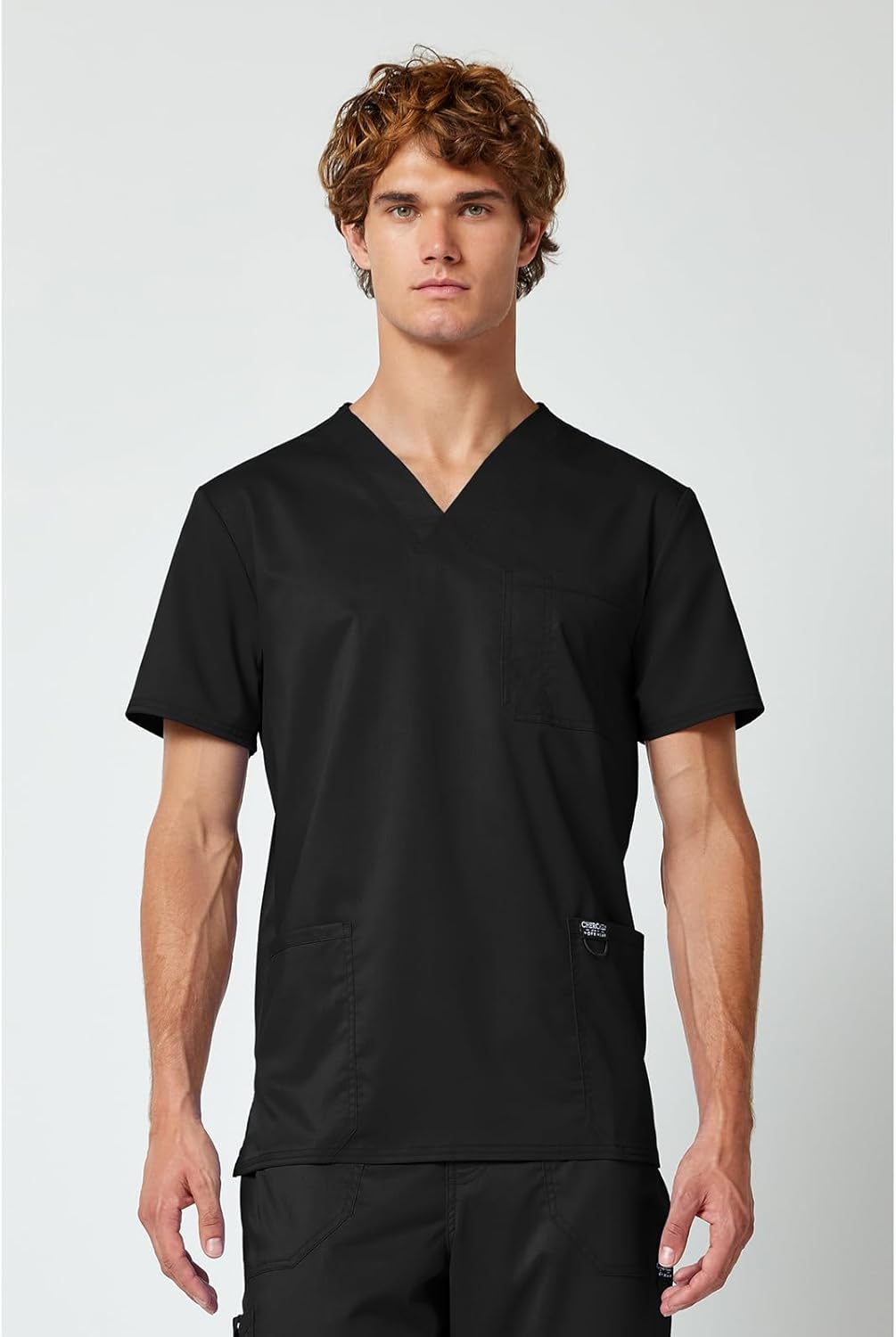 Cherokee Scrub top for Men V-Neck with 3 Pockets, Knit Details, Soft, Durable, Breathable, 2-Way Stretch Fabric - WW670 - Image 3