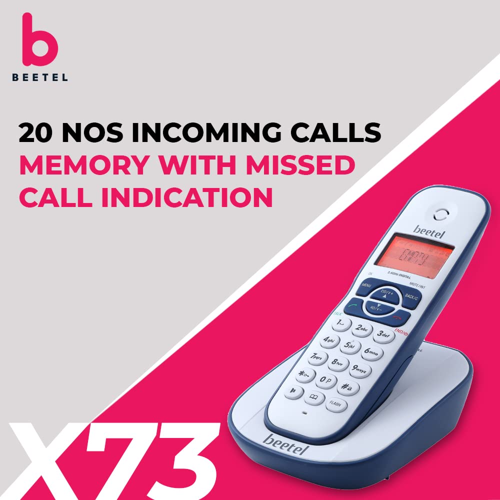 Beetel X73N Cordless 2.4Ghz Cordless Landline Phone with Caller ID Display, 2-Way Speaker Phone with Volume Controls, Auto Answer, Alarm Function, Stylish Design (Blue/White)(X73N) 26 614MvzQ5bSL. SL1000