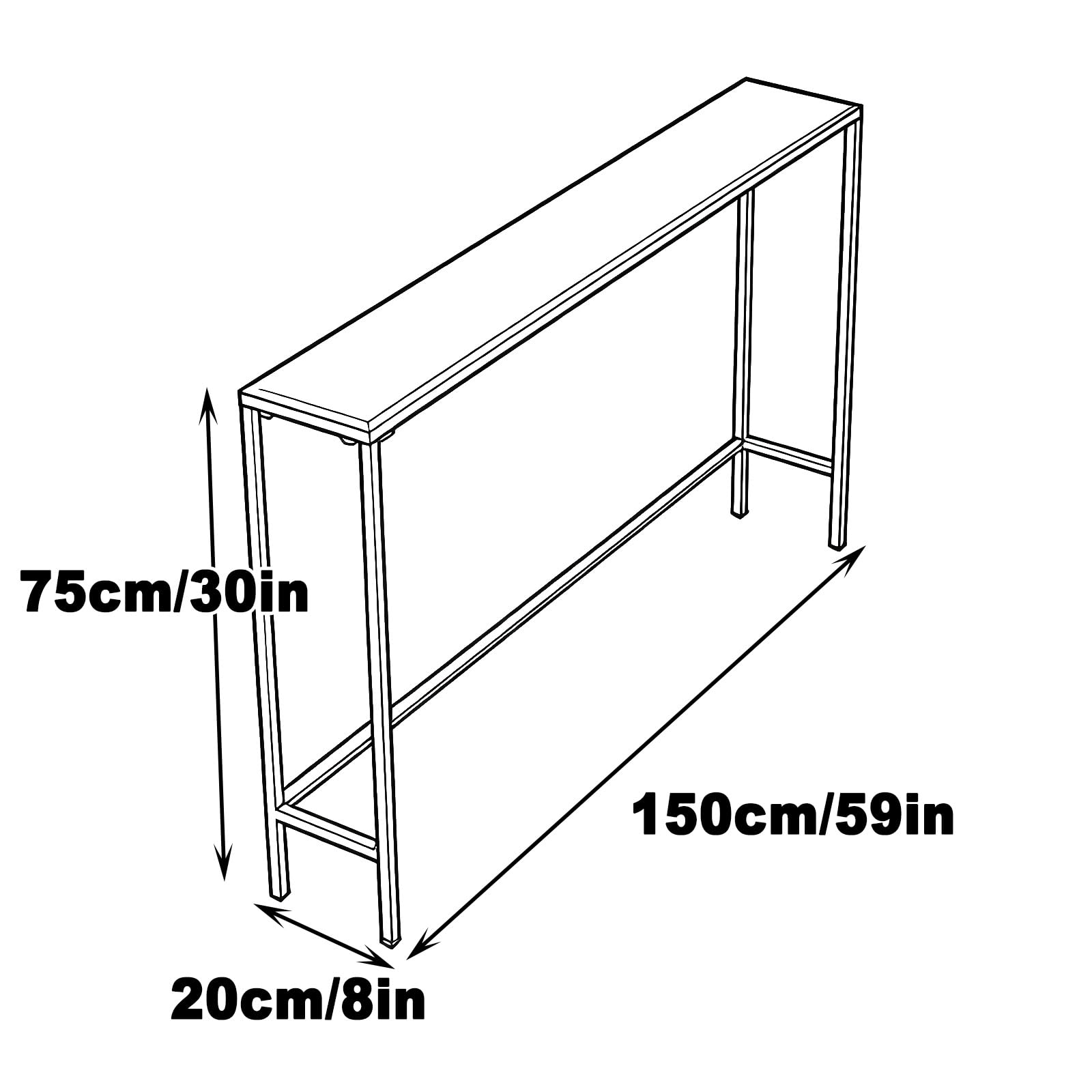 Copertura sottile in metallo per termosifone per casa, tavolo consolle per soggiorno e camera da letto, design sottile nero, 150 x 75 x 20 cm, elegante salvaspazio