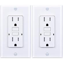 3GRACE GFCI Outlet, Tamper-Resistant GFI Receptacle with LED Indicator, Self-Test Ground Fault Circuit Interrupter, Decorator Wall Plates and Screws Included, UL Listed, White White, 15A 2 Pack