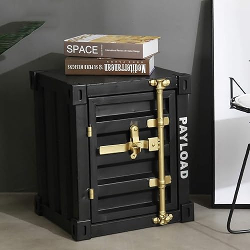 Miniatura 4 de ZWJLIZI Mesa auxiliar, gabinete industrial para contenedores de viento, mesa de noche de hierro multifuncional nórdica, armario de almacenamiento