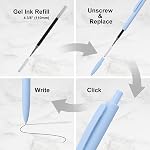 LINFANC Black Gel Pens Fine Point Smooth Writing Pens Bulk, Soft Touch Cute Pens Aesthetic School Supplies, 0.5mm Black Ink Pens for Journaling, Cute Office Supplies for Women Man 10-Count (LF6051)