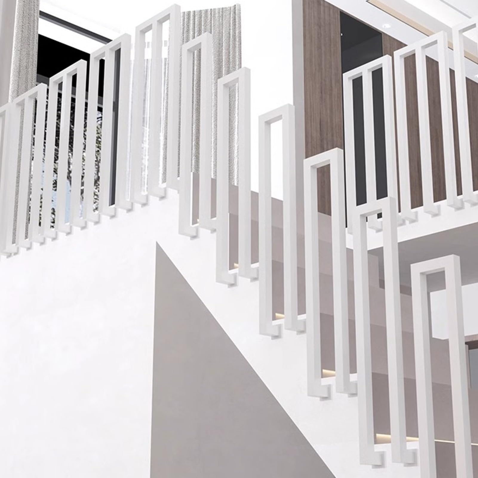 Ringhiera per scale da interno, Corrimano for scale in metallo bianco a forma di U, altezza 35-100 cm, con kit installazione(35cm(1.1ft))
