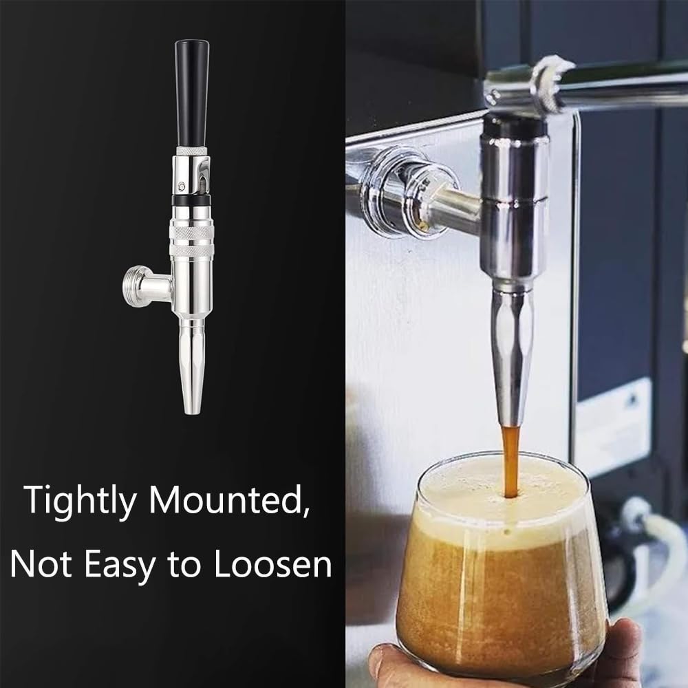 Rubinetto Stout in acciaio inox, per birra e caffè, azoto, torre per birra, birra fatta in casa, birra fredda Nitro Kegerator (argento, G5/8")