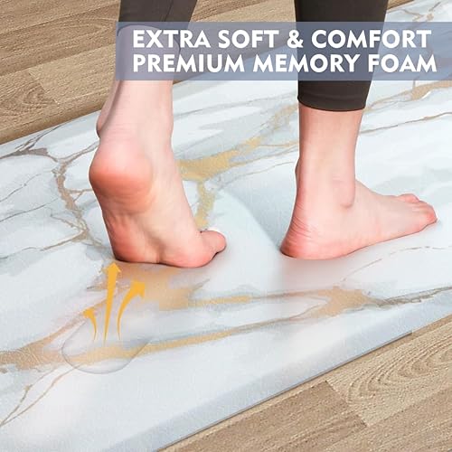 Miniatura 4 de Alfombras y tapetes de cocina antifatiga, juego de 2 alfombrillas de cojín cómodo, 12 de grosor antideslizante, tapete acolchado impermeable para