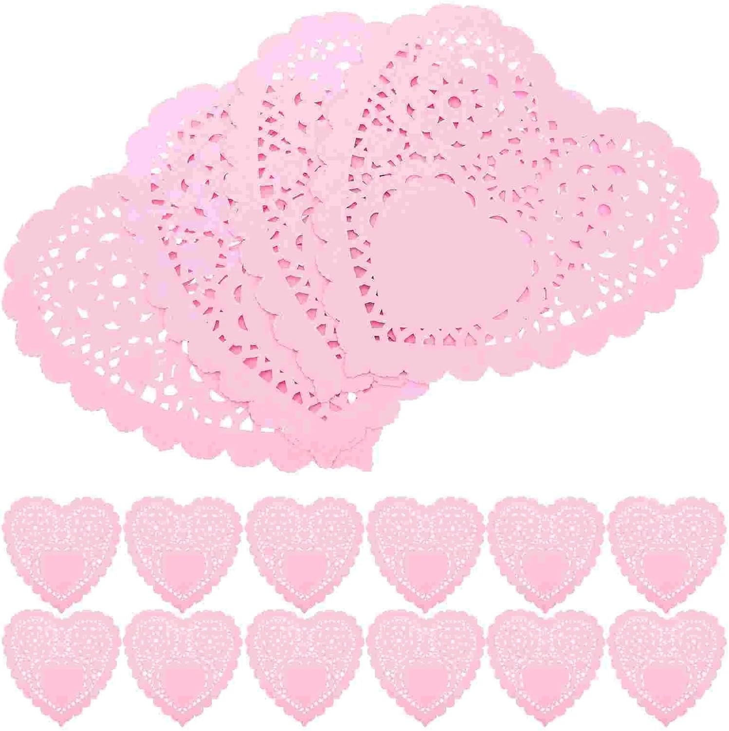 Paper Lace Doilies 100 Pcs Placemat Doilies Valentine Decorations Heart Shaped Plates Disposable Paper Table Placemats