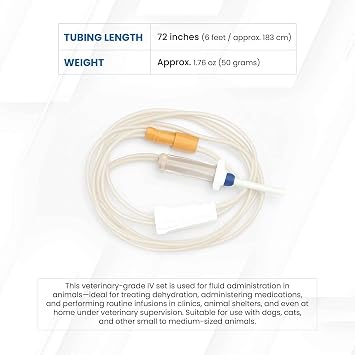 JorVet Universal IV Set | Veterinary-Grade Infusion Set with 72 Soft Tubing, Luer Connector, Roller Clamp & Bacteria-Proof Air Vent for Safe & Precise Fluid Delivery | Vented & Non-Vented Single-Use