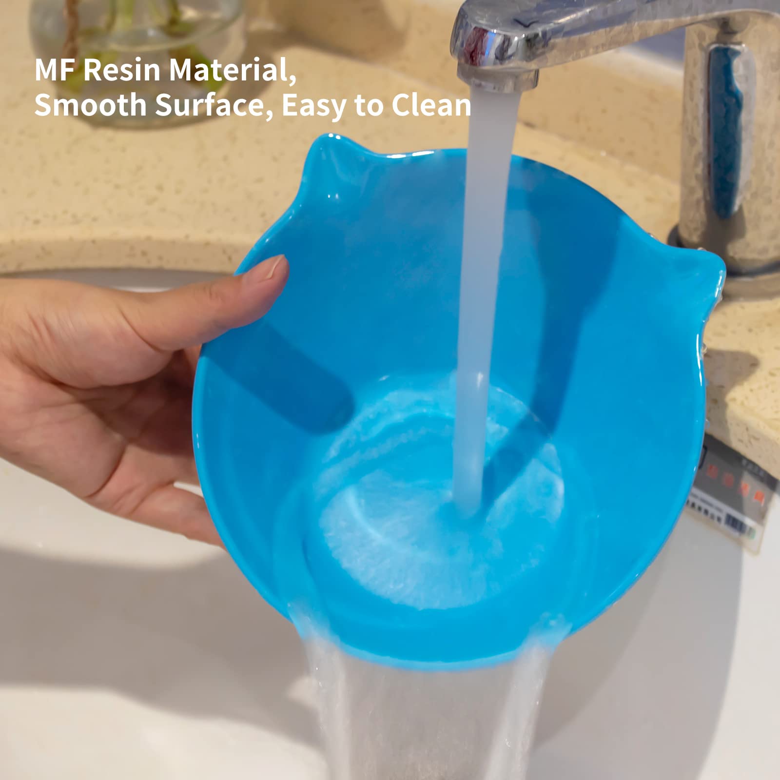 Ciotola Rialzata per Gatti e Cuccioli - Supporto Inclinato di 15° per Cibo e Acqua, Anti-vomito, Blu