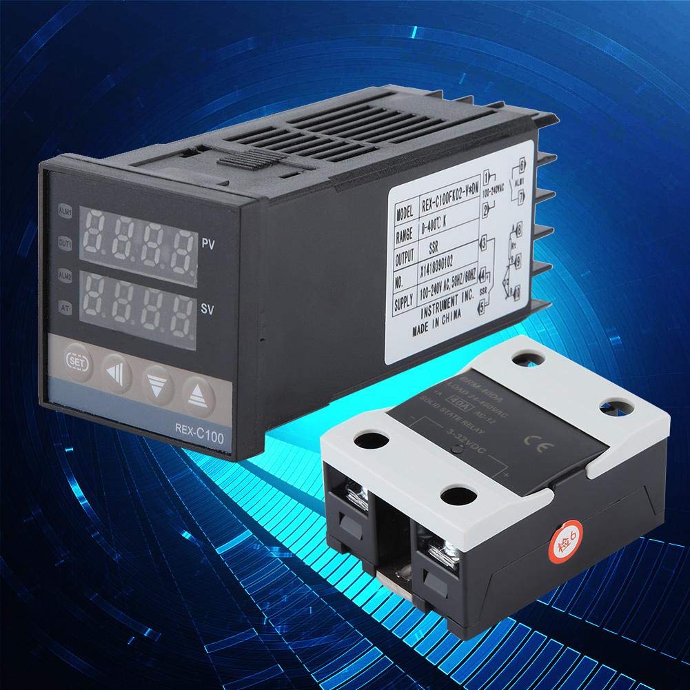 AC 110-240V PID 0-400 LED PID Numérique Kits de Contrôleur de Température + Relais Statique SSR 40A + Sonde de Type K M6