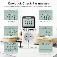 KETOTEK Energiamérő Konnektorba LCD Kijelzővel, Áramfogyasztás Mérő Otthonra Túlterhelés Védelemmel 3680W 3