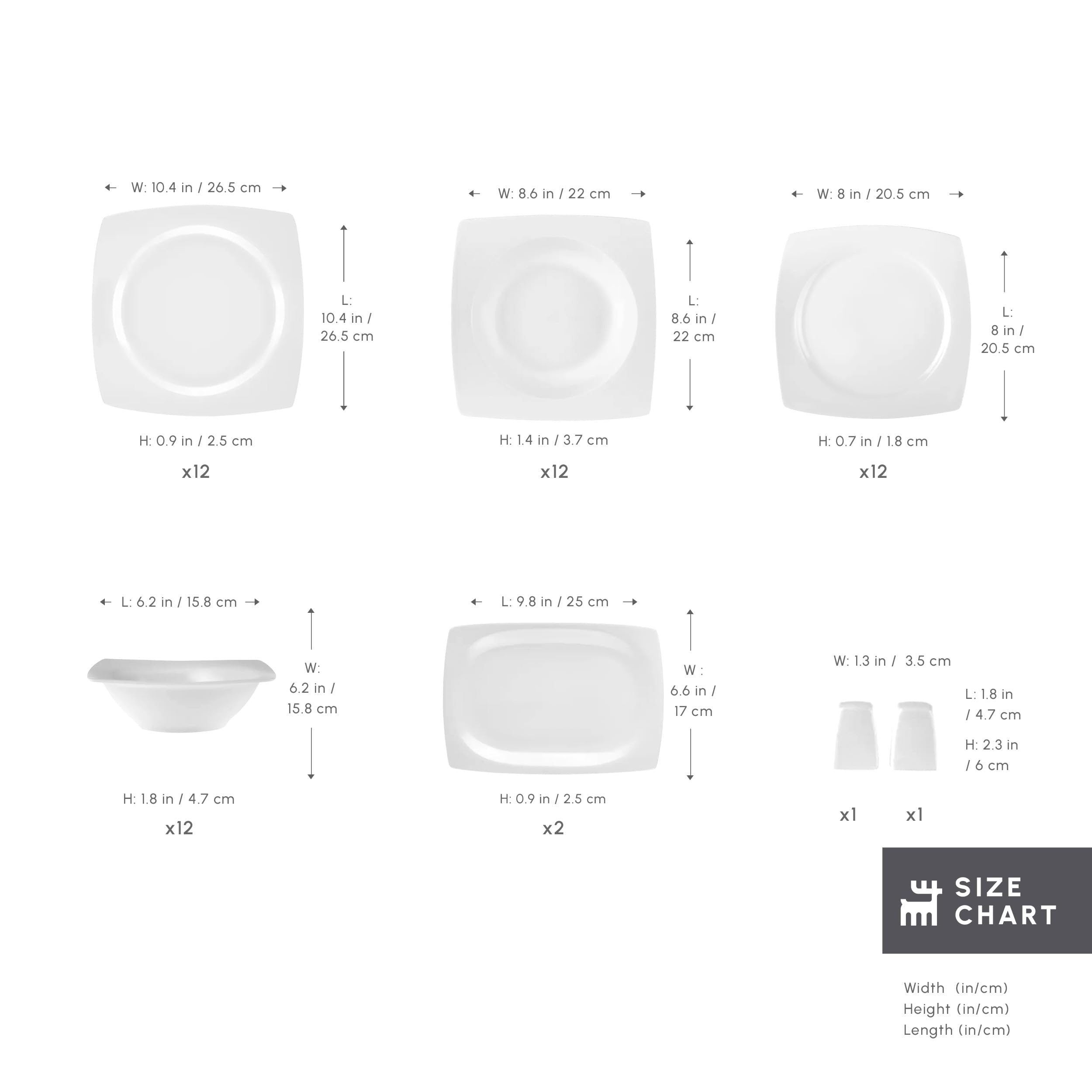 Karaca Vesta White zestaw naczyń dla 12 osób, 52-częściowy – stylowe naczynia porcelanowe dla 12 osób, w zestawie talerze, kubki, miski i sztućce
