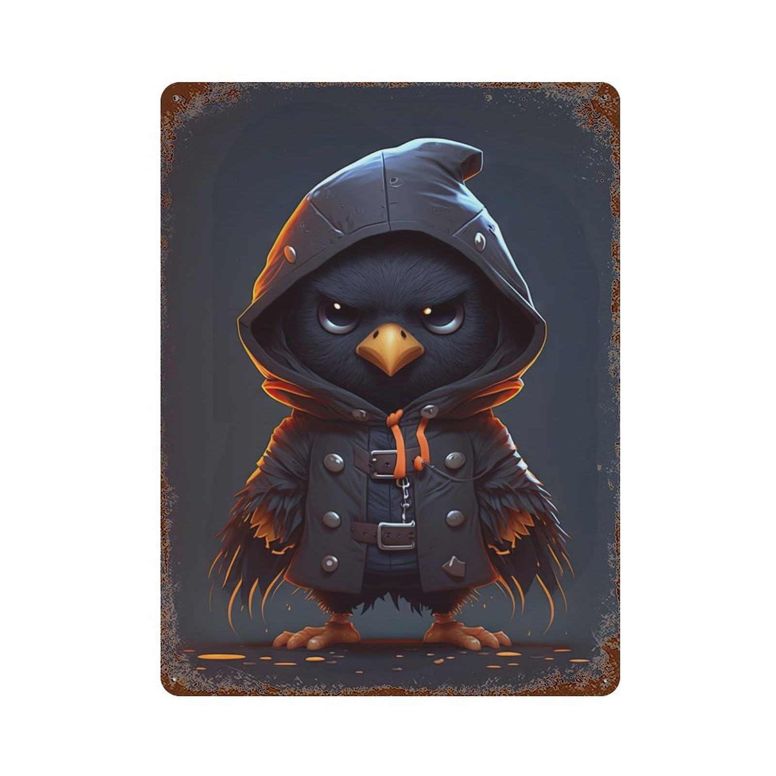 Garage Style Wizard The Crow Vintage Rust Metal Sign 15.7"x11.8", Rustic Home Decor for Bar And Workshop
