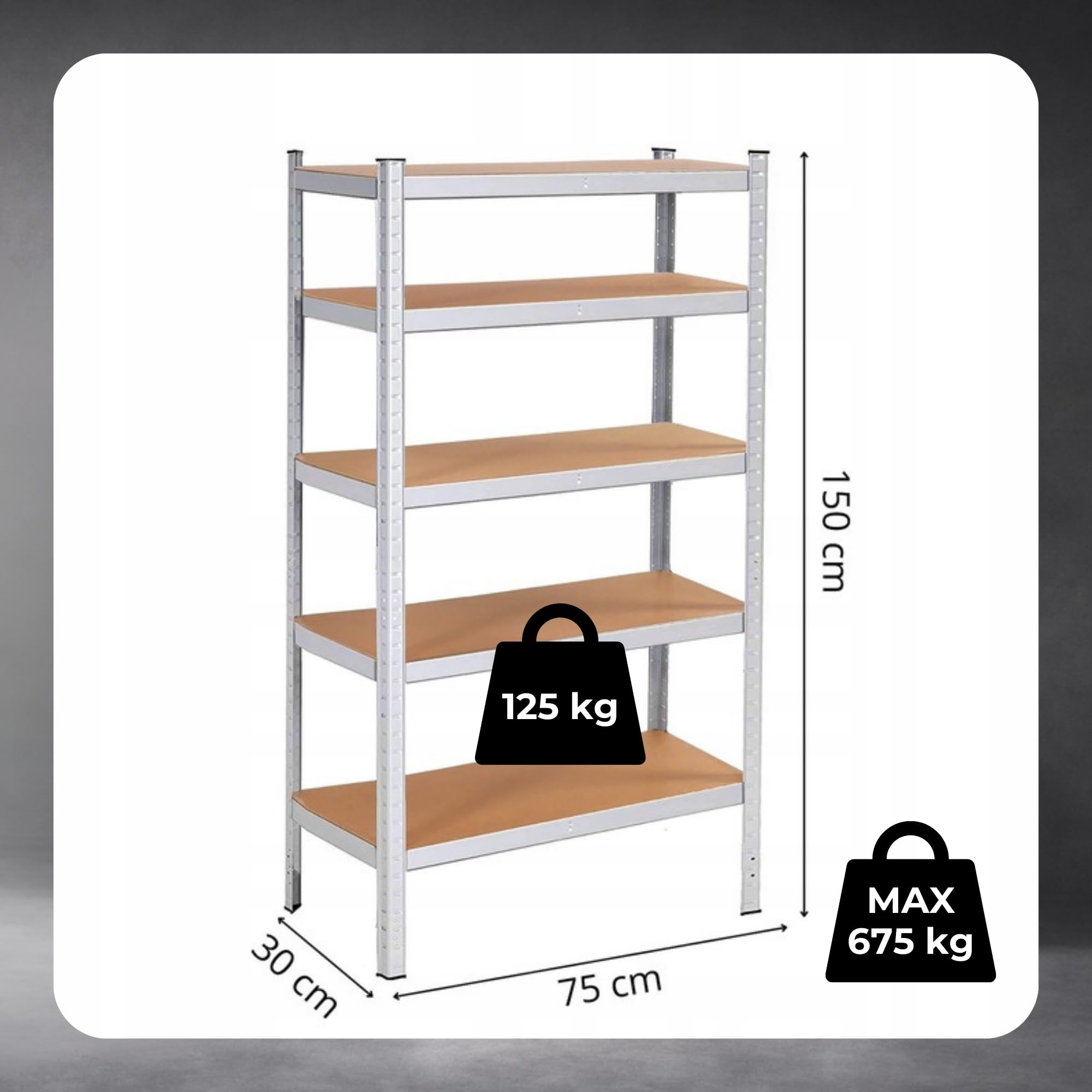 SPRINGOS Scaffale in metallo per cantina, 30 x 75 x 150 cm