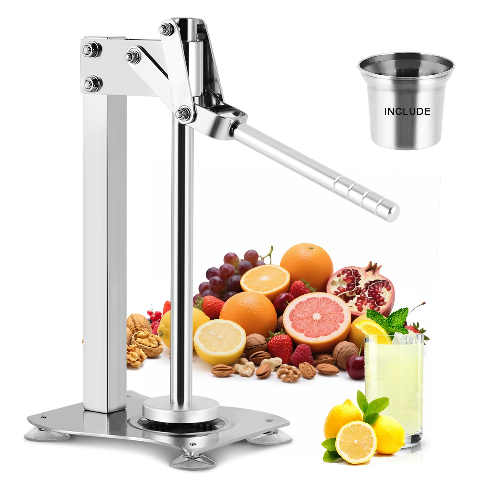 YUCHENGTECH Heavy Duty Lemon Smasher Lemon Muddler for Lemonade Stand Commercial Lemon Squeezer Stainless Steel Fruit & Nut Crusher with 1 PCS Stainless Steel Cup