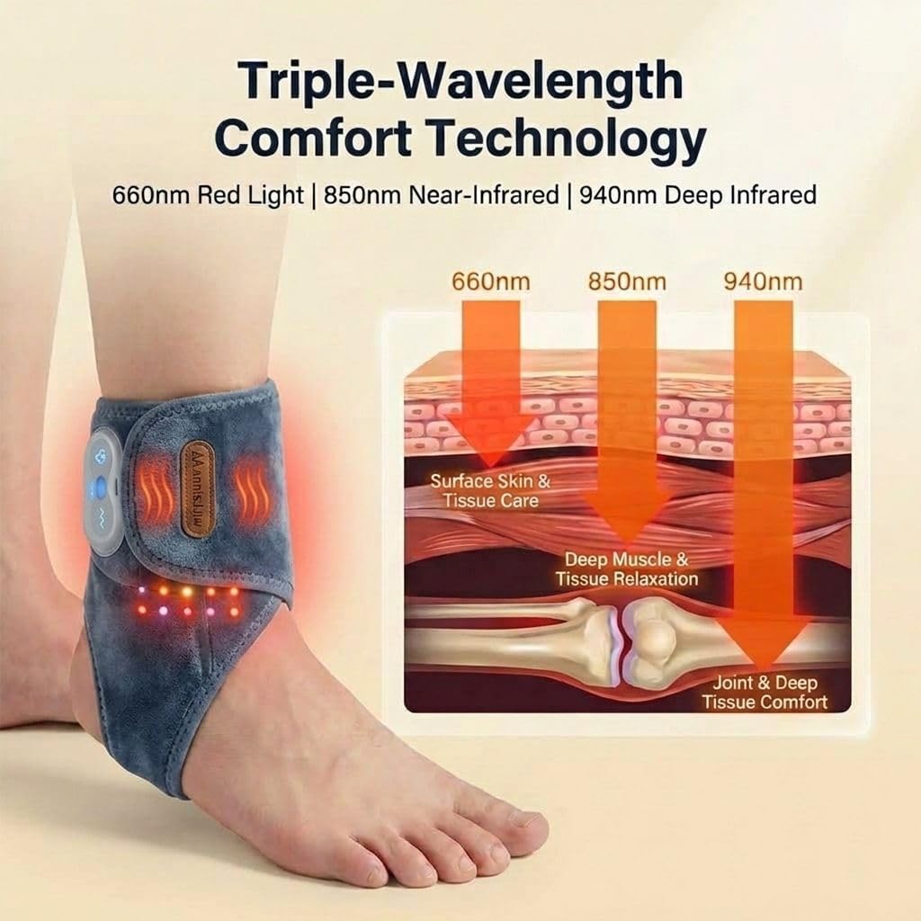 Red Light Therapy Knee Massager with Heat & Vibration - Infrared Knee Brace Wrap, 660nm850nm 940nm Near Infrared, Rechargeable 5000mAh for Knee Elbow Shoulder (Ankle Space Gray-1-PACK)
