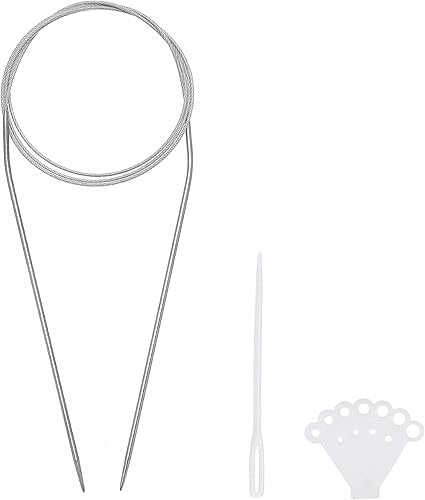 Miniatura 6 de uxcell Kit de agujas circulares, 39.37 pulgadas de largo, 0.079in de diámetro, aguja redonda de acero inoxidable para proyectos hechos a mano, tejer
