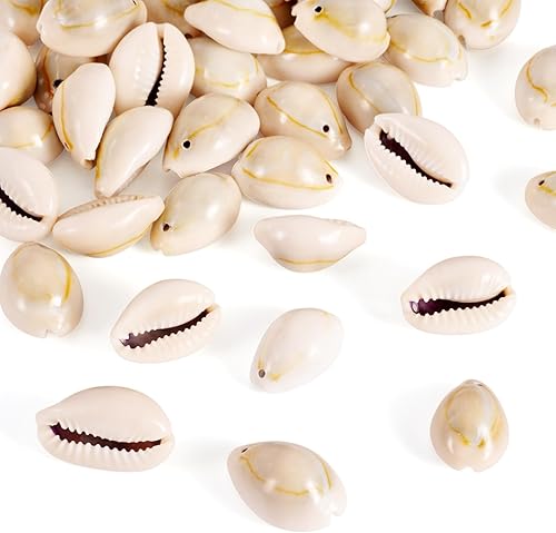 Vista 150 de Cheriswelry 50 cuentas de concha galvanizadas, conchas de cauri en espiral, conchas de mar, verano, playa, cuentas espaciadoras sueltas