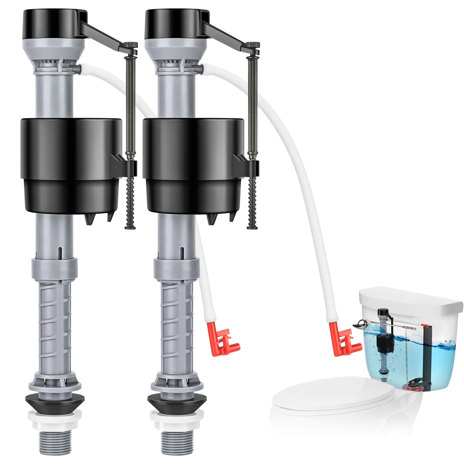 Teviora Universal Toilet Fill Valve Replacement Kit, Toilet Repair Kit Inside Tank, Height Adjustable & Water-Saving, Quiet & Anti-Siphon, Easy to