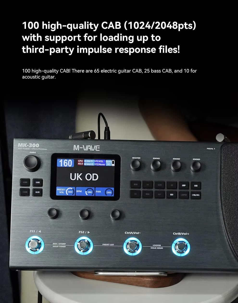 M-VAVE MK-300 Modelador de Amp e Efeitos para Guitarra/Baixo com