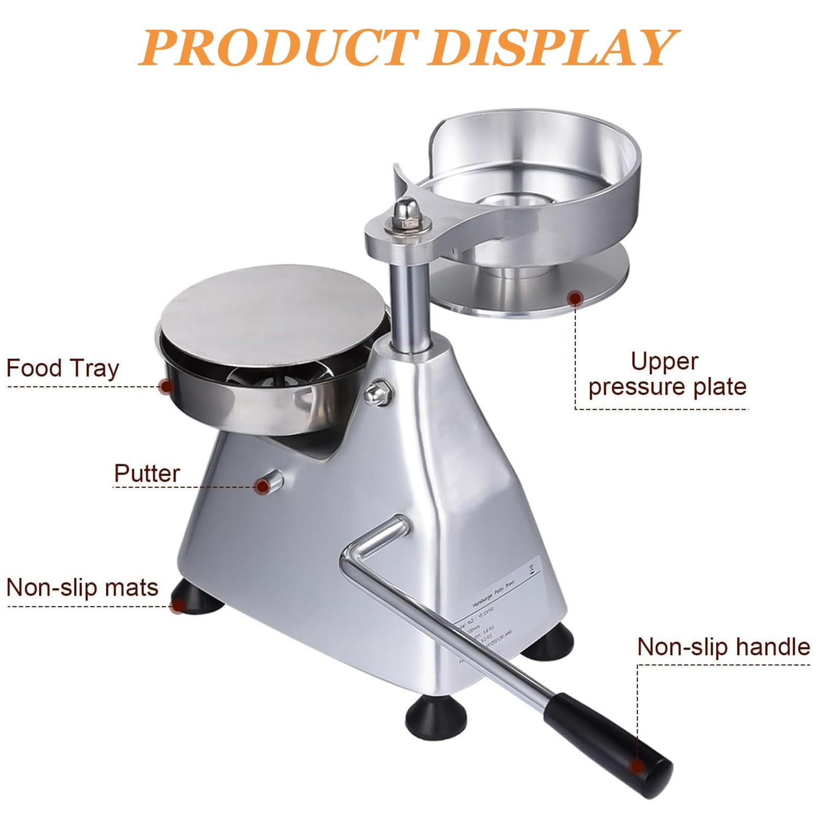 Kommerzielle Burgerpresse, Hochleistungs-Hamburgerpresse Mit Einstellbarer Dicke, Hamburger-Maker-Maschine, Patty-Press-Maker, Mit 500 StüCk Patty-Papier,130mm