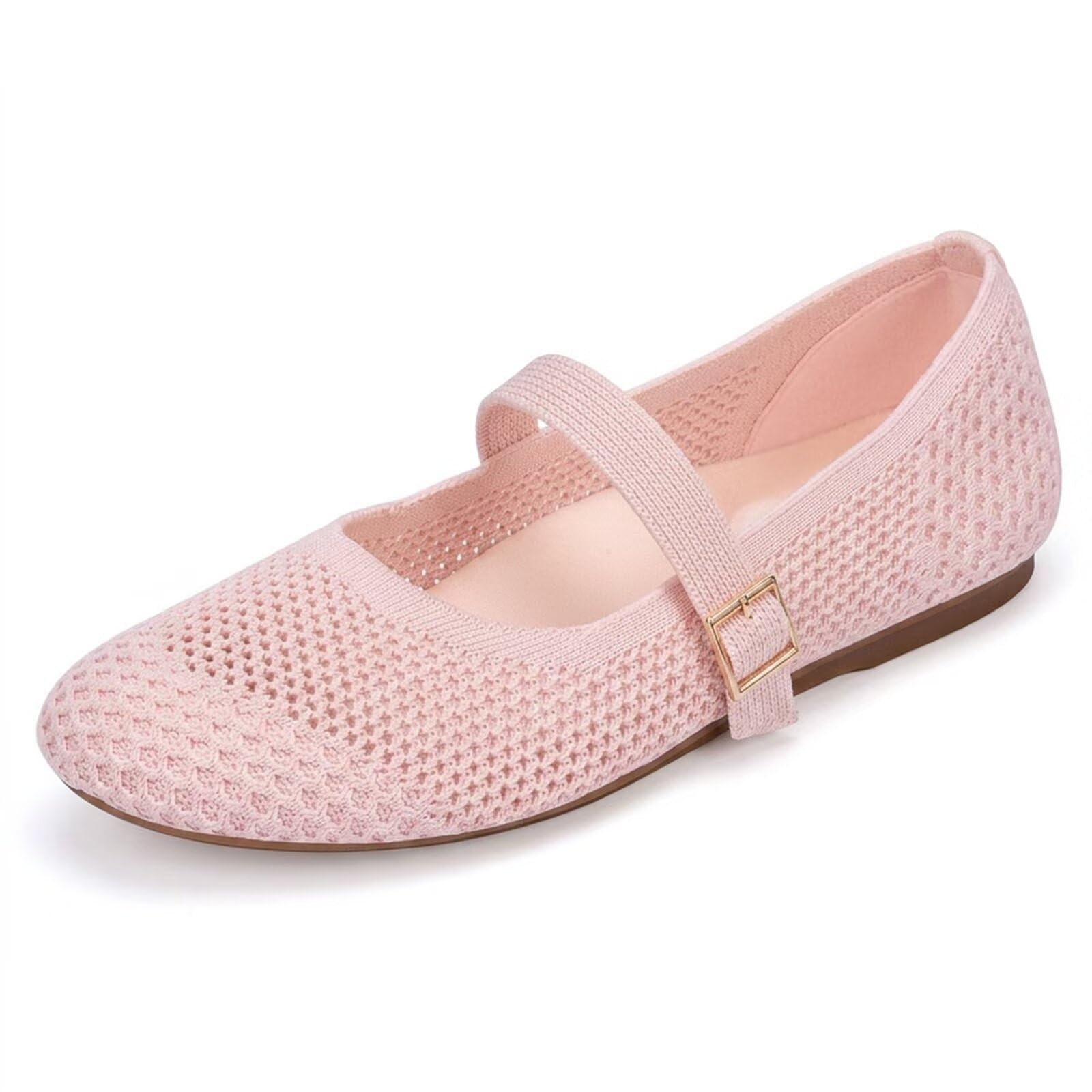 Frank Mully Mary Jane Ballerinas für Damen, bequeme elegante Ballerinas, lässig, runde Zehenpartie, zum Reinschlüpfen, waschbar, Strickstoff, Büro, Arbeit, Frauenschuhe