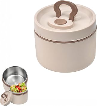 Thermal Container for Food 650 ml Thermal Bowl with Lid Stainless Steel Thermal Lunch Box Thermal Mug Food Leak-Proof for Cold Hot Food (12 x 9.5 cm)