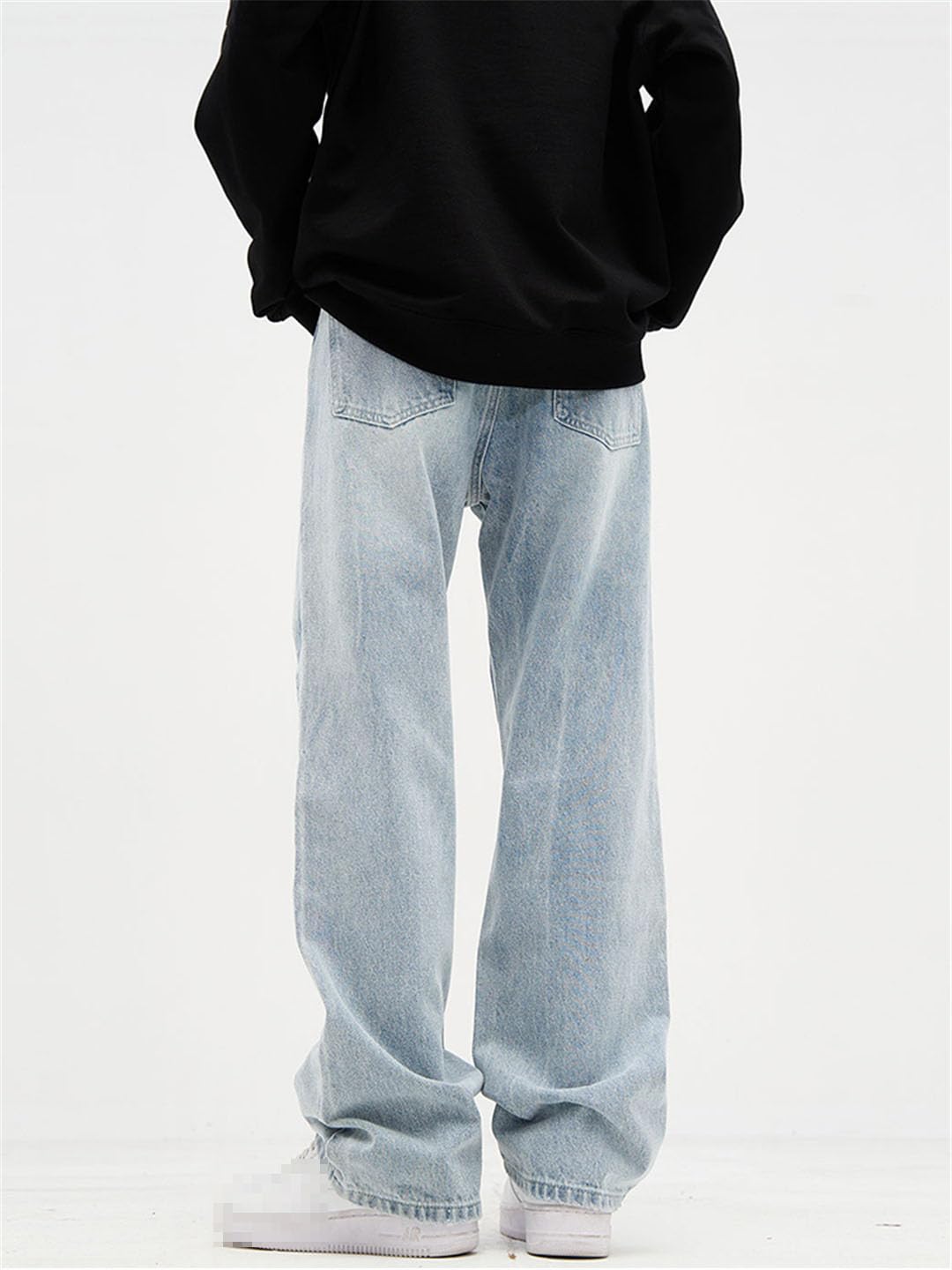 Vogrtcc Pantaloni Larghi in Denim Dritti A Gamba Larga con Jeans A Zampa Larga da Uomo
