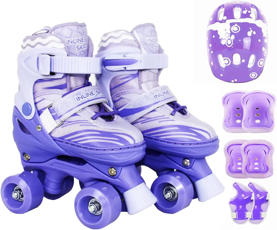 Patins Infantil Roller 4 Rodas Ajustável + Proteção