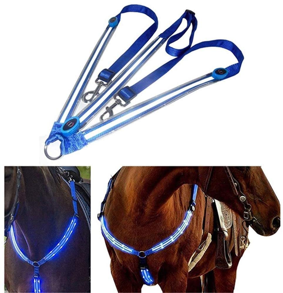 EMUKOEP Pettorale LED Per Cavallo Con Luci - Alta Visibilità E Sicurezza - 3 Modalità Lampeggianti - Regolabile