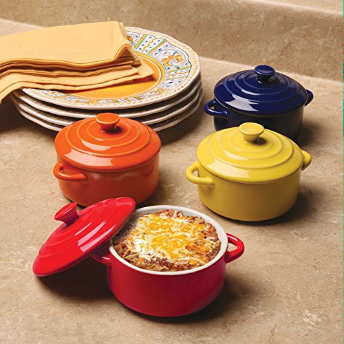 Bw Brands Colorful Stoneware Mini Casserole Pots With Lids - Set Of 4,Assorted #TOP1