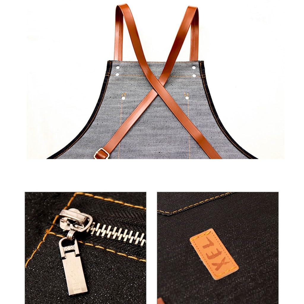 NEBE Grembiule da cameriere Grembiule di jeans, parrucchiere, negozio di tè al latte, panetteria, cameriere di ristorante, nail art, tuta da pittura Grembiuli Grembiule