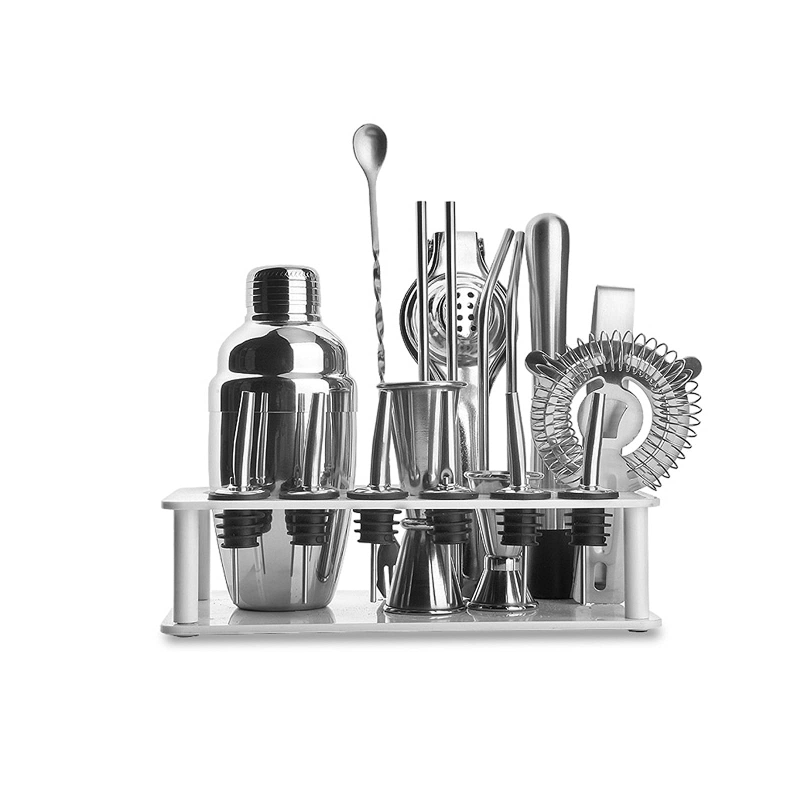 Mezclador de Vino Beber Shaker Cocktail Shaker Set Bartender Kit Martini Mezclador de Acero Inoxidable, Muddler, Cuchara de Mezcla, Jigger Barware Herramientas Coctelera(B)