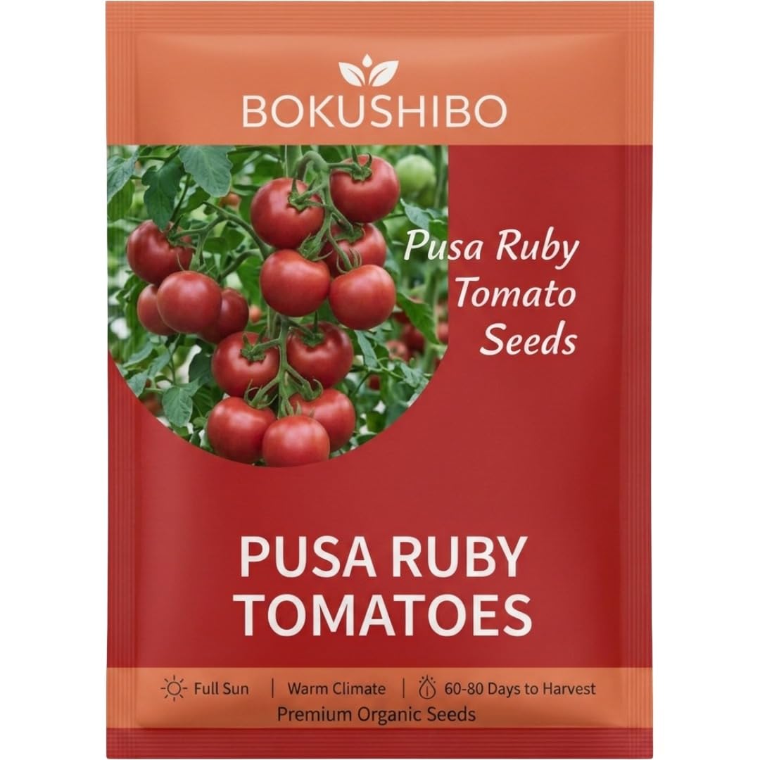 Ruby Tomato Seeds, Organic, High Yield, Fast Growing in 60-80 Days, for Home Garden & Warm Climate (Net. 250 mg)-image-32