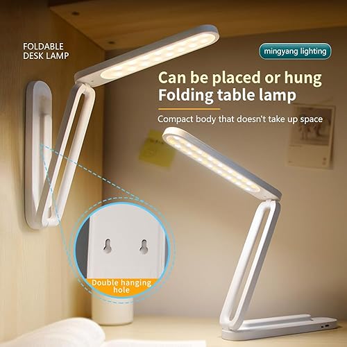 Miniatura 3 de Lámpara de escritorio LED plegable, luz de mesa USB recargable delgada, lámparas de lectura de 2400 mAh, 3 modos de color y atenuación continua, luz