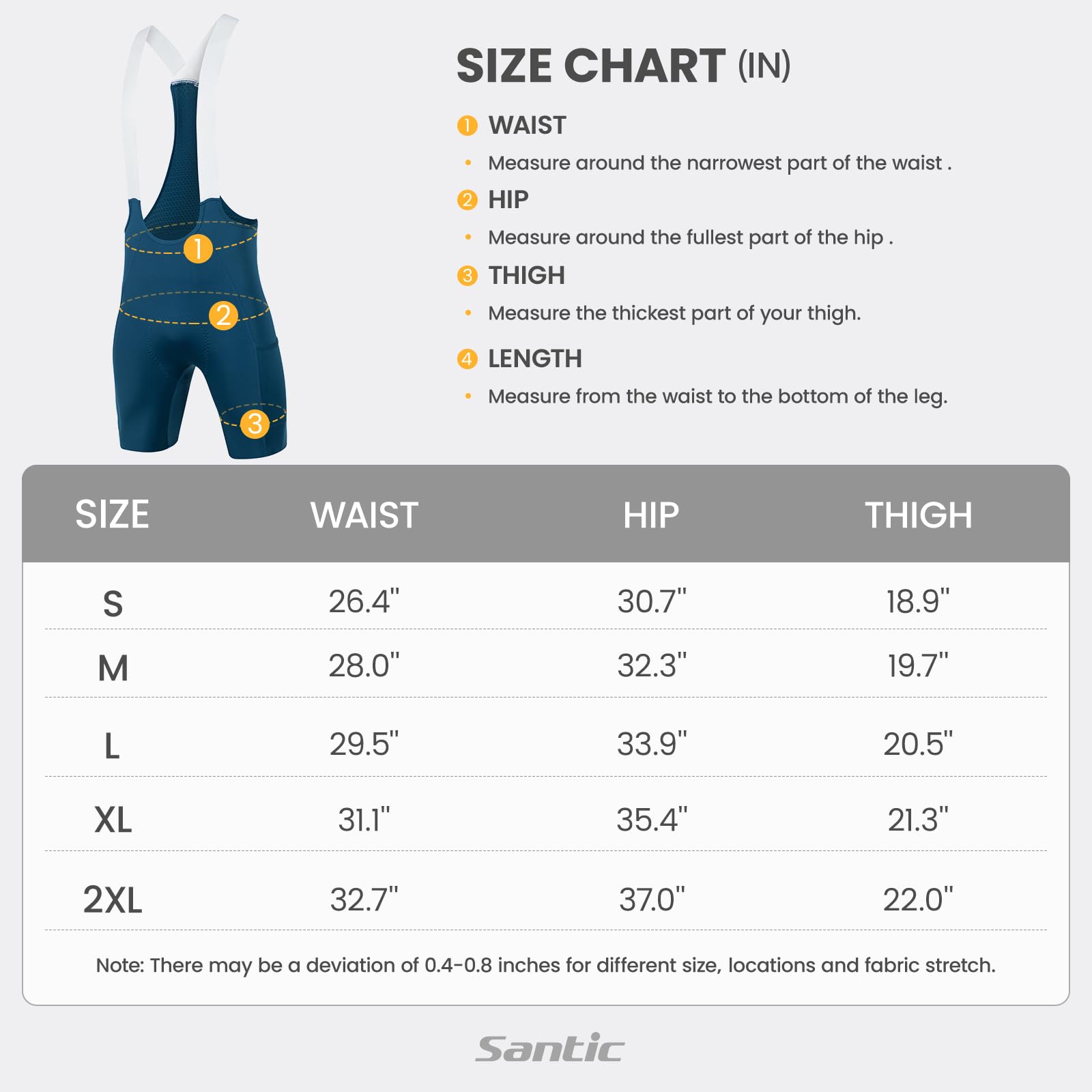 Santic Pantalones cortos de ciclismo para hombre, mallas acolchadas 4D con bolsillo