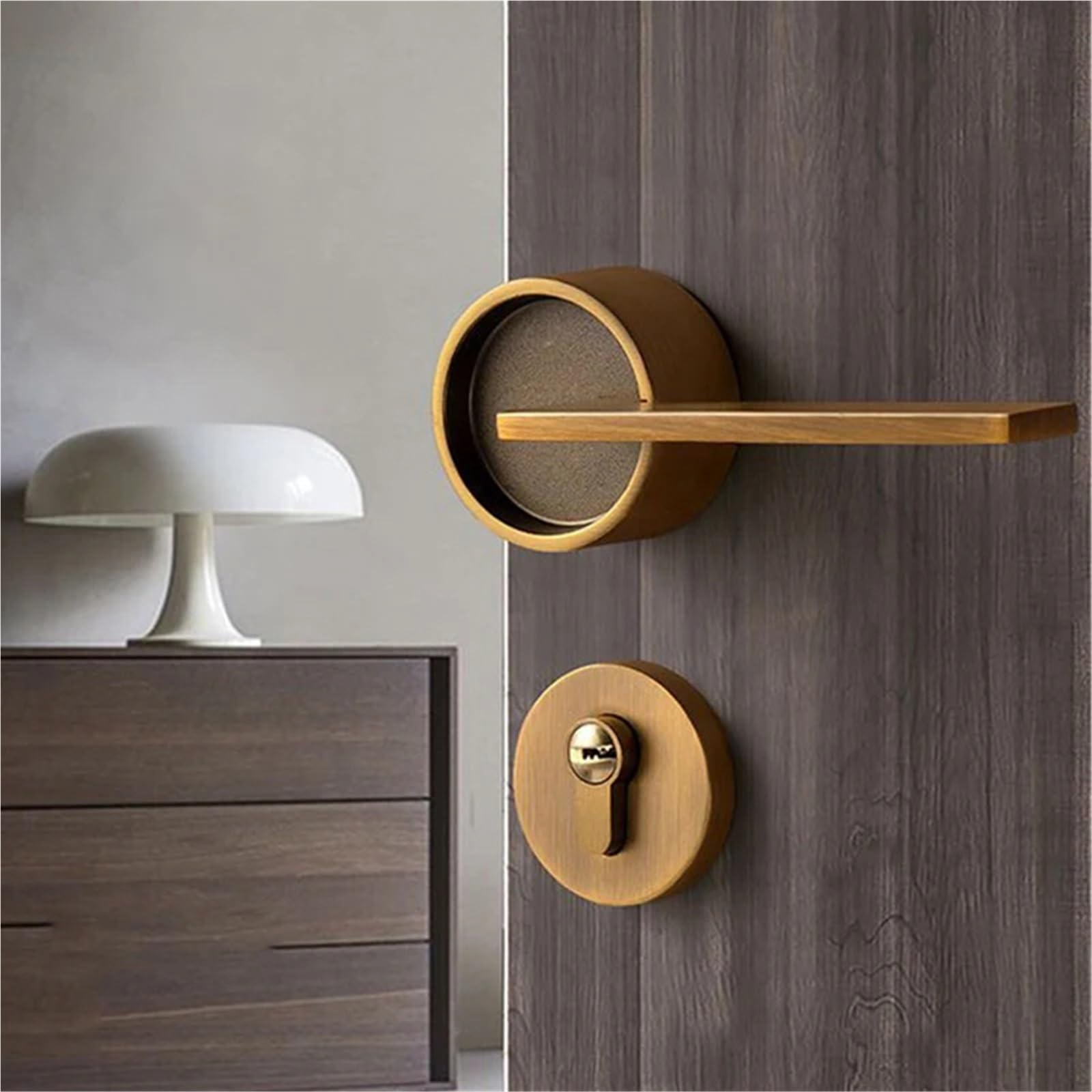 Serrure de porte fendue silencieuse en bronze jaune pour chambre et salle de bain