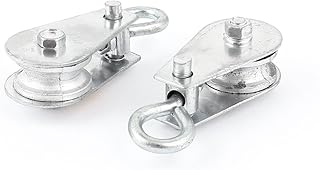 Aexit 2PCS 0.05 Material Handling Ton Load Swivel Hook Single Sheave Metal Rope Snatch Blocks Lifting Pulley