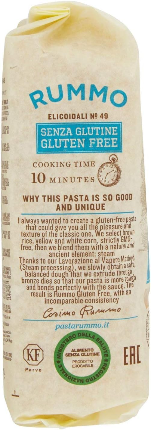 Italian Gourmet Elicoidali N49 Pasta senza Glutine glutenfrei 20 x 400g | Mais-Reis-Rezeptur, trafilata al bronzo, bissfest für Saucen und Aufläufe, Gesamtnettogewicht 8 kg + Kostenlos Polpa 400g