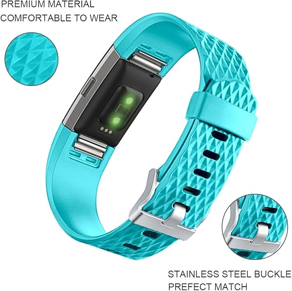 FunBand Cinturino compatibile con Fitbit Charge 2, Classic Edition, in morbido silicone, sportivo, regolabile, compatibile con Fitbit Charge 2 - 2