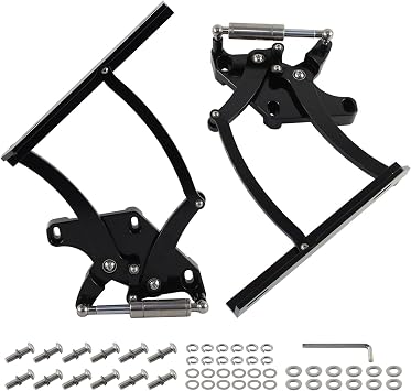 1 Pair Billet CNC Aluminum Hood Hinges Left and Right Side Compatible with Ford Mustang 1971-1973 Black, 2-PC Set
