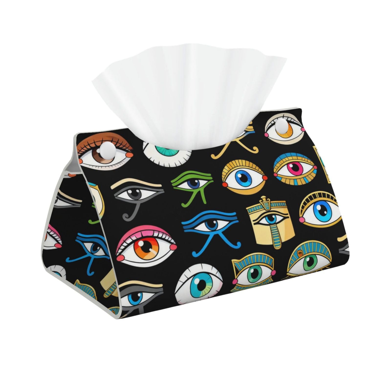 Eye pattern Long Leather Tissue Box Cover-Waterproof PU Leather Tissue Holder for Bathroom, Decorative Rectangular Tissue Case