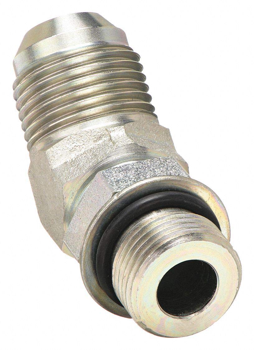 Eaton Aeroquip 2061-4-4S Steel Flared Tube Fitting, 45 Degree Elbow, 1/4" Male JIC x 1/4" O-Ring Boss Male