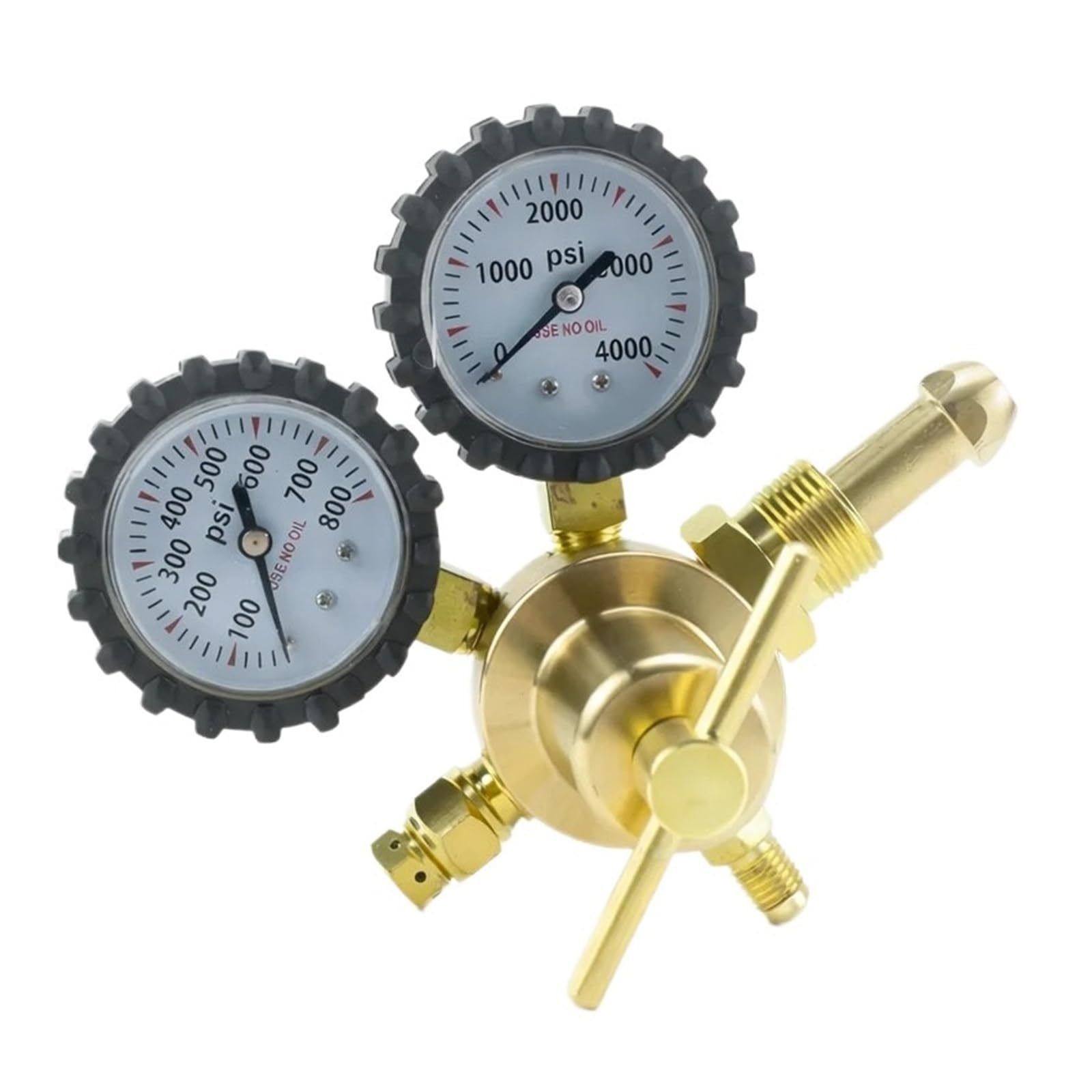 Vmvud One Color 1/4'' Brass Nitrogen Regulator 0-600 Psi Gas Pressure Reducing Valve With Dual Gauges Cga580 Connection